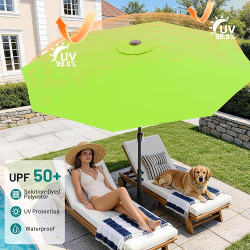 AreShark 9FT Outdoor Patio Umbrella with Tilt and Crank, Apple Green - color: Apple Green, size: 9ft