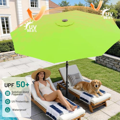 AreShark 9FT Outdoor Patio Umbrella with Tilt and Crank, Apple Green - color: Apple Green, size: 9ft