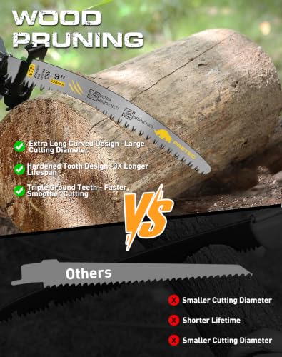 9-Inch Arc Edge Reciprocating Saw Blades, 6TPI for Wood Pruning, 5 Pack - size: 9 INCH