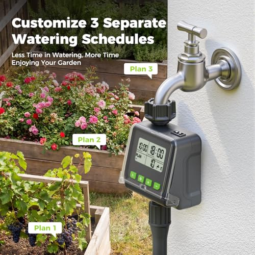 Sprinkler Timer for Garden Hose, Programmable Watering Timer with Rain Delay, Outdoor Automatic& Manual Irrigation Controller System for Lawn/Yard/Greenhouse V104 - color: Light Gray
