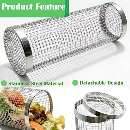2pack Inground Worm Composting Bin Stainless Steel Worm Farm Composter with Holes and Lid for Recycling Kitchen Food Waste to Raised Garden Beds
