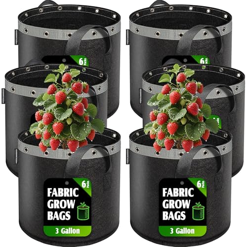 3 Gallon Grow Bags 6 Pack,Premium 3 Gallon Fabric pots for Healthy Plant Growth - Durable and Reusable Garden Bags to Grow Vegetables,Fruits,and Flowers - size: 3 Gal*6