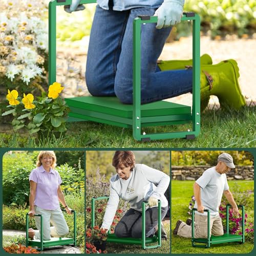 Garden Kneeler and Seat, 10.2" Wider Heavy Duty Thick for Kneeling and Seat - color: Green