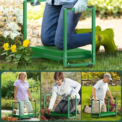 Garden Kneeler and Seat, 10.2" Wider Heavy Duty Thick for Kneeling and Seat - color: Green