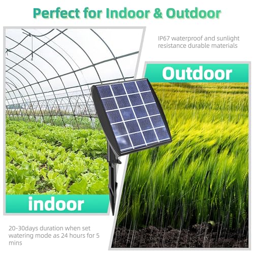 Solar Powered Drip Irrigation System, OHYEAHSPIN Solar Automatic Garden Watering Outdoor Greenhouse Accessories Supported 15 Pots Plants & 6 Timer Modes - size: Supports 10-15 Pots, 6Timing Modes