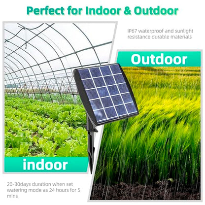 Solar Powered Drip Irrigation System, OHYEAHSPIN Solar Automatic Garden Watering Outdoor Greenhouse Accessories Supported 15 Pots Plants & 6 Timer Modes - size: Supports 10-15 Pots, 6Timing Modes