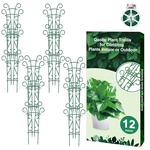 Plant Trellis for Potted Plants 12 Pack Stackable Indoor Outdoor Climbing Houseplant Support with Garden Wire for Pothos Hoya Ivy Flower - size: 12 Pack