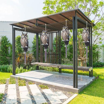 5PCS Flat Hanging Fake Owl to Scare Pigeon Away from Patio - color: Grey Owl 5pcs