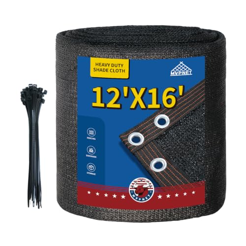 90% Sun Shade Cloth for Garden 12x16Ft UV Resistant Mesh Tarp,Black - color: Black, size: 12' x 16'-Finished Size