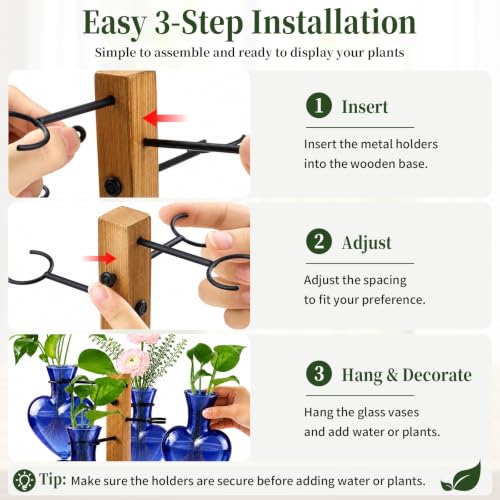 Plant Terrarium Propagation Station with 4 Heart Glass Vases - Deep Blue - color: Deep Blue