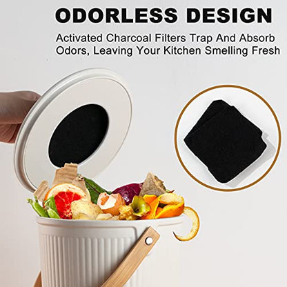 LALASTAR Countertop Compost Bin with Lid, Made of Sustainable Bamboo Fiber, Odorless Kitchen Compost Bucket, 1 Gallon, Cream - color: Cream