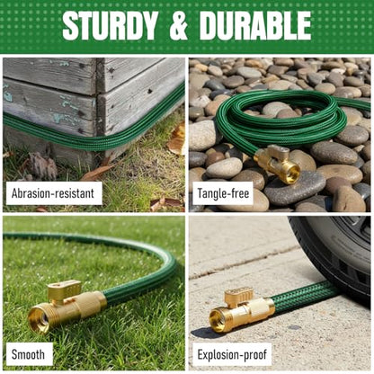 Garden Hose 75 ft, Non-Expanding Lightweight Kink-Free Flexible Water Hose - color: Green, size: 75ft