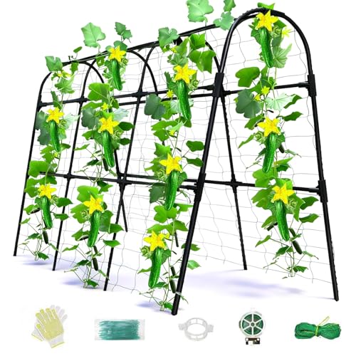 Cucumber Trellis for Raised Bed, U-Shape Garden Arch Metal Support for Climbing Plants, Metal Arch Plant Support Vegetables Trellis, Plant Support for Vine Outdoor (Black, 47*30*47inch(L*W*H)) - color: Black, size: 47*30*47inch