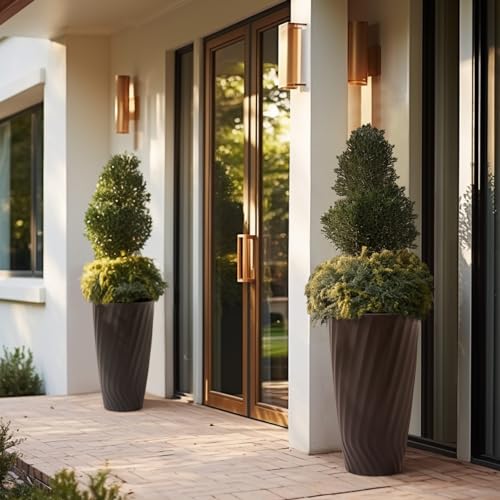 La Jolie Maison 24 Inch Tall Planters, Large Decorative Plant Pots Set of 2