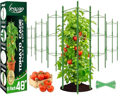 Legigo 6 Pack Tomato Cage for Garden, Up to 48Inch Sturdy Tomato Trellis - color: Green 6 Pack, size: 48 Inches