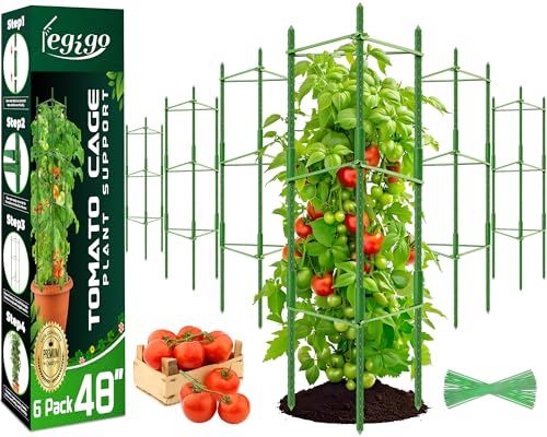 Legigo 6 Pack Tomato Cage for Garden, Up to 48Inch Sturdy Tomato Trellis - color: Green 6 Pack, size: 48 Inches