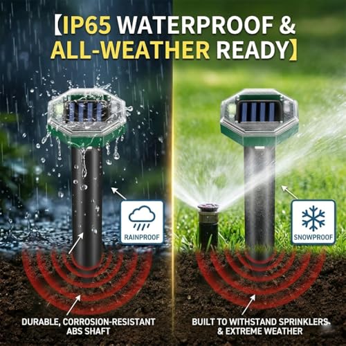 8Pack Solar Mole Repellent Ultrasonic Sonic Gopher Repellent Stakes for Lawns,IP65 Waterproof Ultrasonic Mole Repellent for Lawns,Sonic Vole Snake Armadillo Chipmunk Deterrent for Lawns 2026