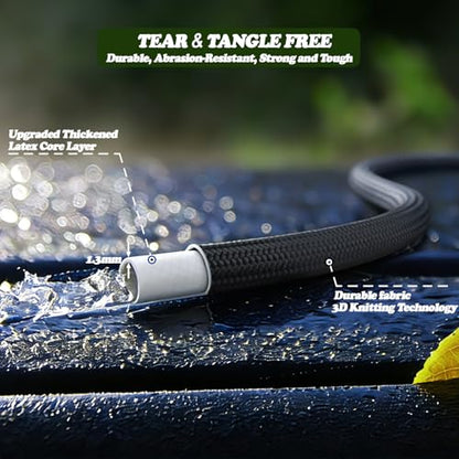 Flexible Garden Hose 50 FT,Non-Expanding Lightweight Water Hose, Kink-Free & Burst-Resistant up to 1000PSI, Durable All-Weather Hose for Yard, Lawn, Car Wash & Commercial Use