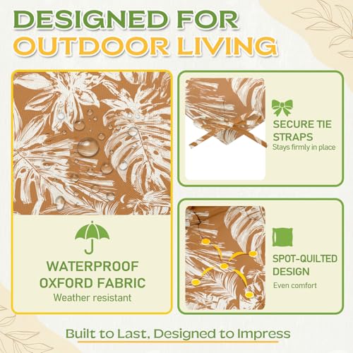 Oxford Fabric Swing Cushions with Backrest & Tie Straps for Patio Bench - color: Tan & White