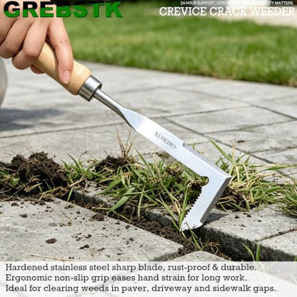GREBSTK Crack Weeder Crevice Weeding Stainless Steel Sharp Lightweight Tool - size: 13" Manual Weeder
