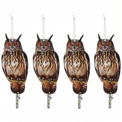 4PCS Hanging Flat Owl to Scare Pigeon Away from Outdoor - color: Brown Owls 4pcs