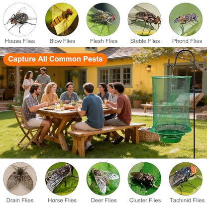 Reusable Ranch Fly Traps Outdoor Hanging Fly Cage-8 Pack - size: 8 pack