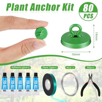 Willbond 80 Pcs Plant Anchors Kit for Vine Wall Stucco Trellis, Green - color: Green