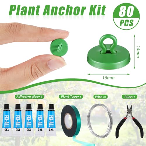 Willbond 80 Pcs Plant Anchors Kit for Vine Wall Stucco Trellis, Green - color: Green