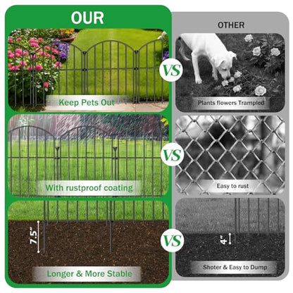 No Dig Garden Fence Panels, Dog Fence Outdoor for Yard, 12 Pack - size: 17in(H) x 12.6ft(L)