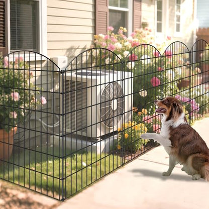 Metal Garden Fence 48 in x 12.7 ft, Tall Outdoor Dog Fence Panel for Yard - size: 48"Hx12.7ft (5 Panels)