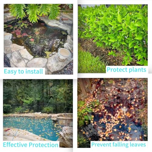 JUNFLYING 10x10 Ft Pond Netting for Leaves, 1/2 in Fine Mesh Net Cover - size: 10x10ft
