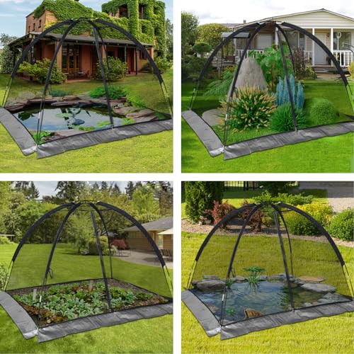 Doublehorse Pond Cover Dome Net 5 x 7 FT with Zipper Stakes