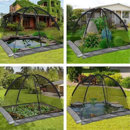 Doublehorse Pond Cover Dome Net 5 x 7 FT with Zipper Stakes