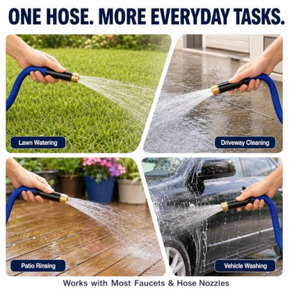25FT Garden Hose, 5/8-Inch Flat Ultra Lightweight Flexible & Kink Free - color: Blue, size: 25FT