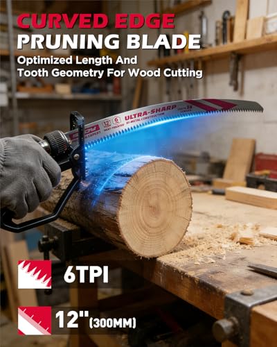 12 Inch Japanese Teeth Reciprocating Saw Blades, 6TPI Arc Edge Wood Pruning Saw Blades Set with Storage Box for Tree Trimming, Wood Cutting, 5 Pack - color: 5-Pc 12" Precision Pruning