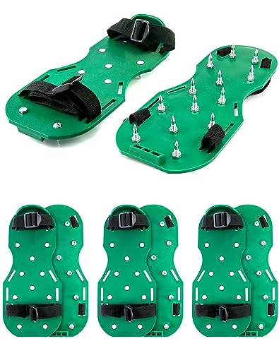 QWORK Gunite Spiked Shoes With 3/4” Short Spikes Perfect For Epoxy Floor, Overlays, Cover Installation, Green Color (Pair) - color: Green, size: 2 Pair