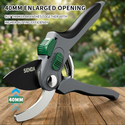 8" Bypass Pruning Shears, SK5 Steel Pruning Shears for Gardening, Garden Clippers with 2-Position Adjustable Jaw for Thick Branches, Landscaping - style: 8'' adjustable pruning shears