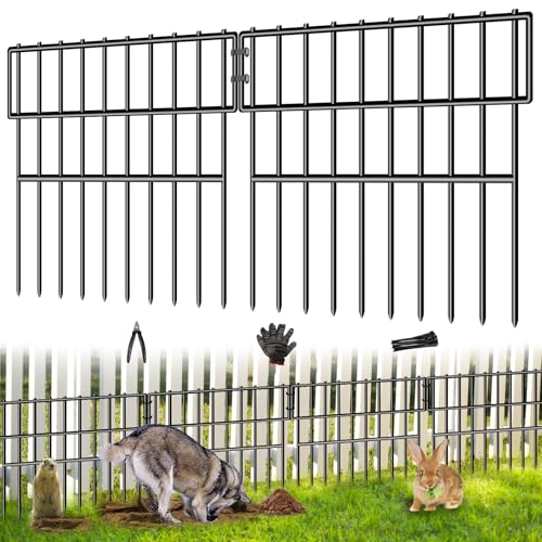 39.5ft(L) X 13in(H) Animal Barrier Fence, 28 Panels No Dig Fence for Dogs, 1.52IN Gap Anti Digging Dog Barrier, Rustproof Metal Garden Edging Border Defense for Outdoor, Yard, Lawn - color: Black, size: 28 Panels, 39.5FT x 13IN