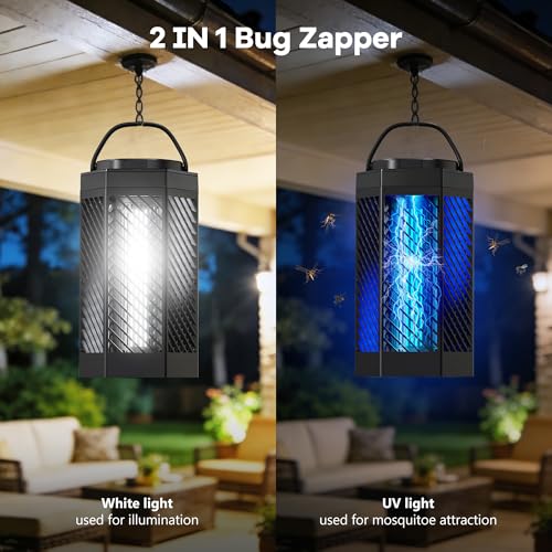 Bug Zapper Outdoor Indoor, 2 in 1 Rechargeable Mosquito Zapper with 8000mAh Battery and LED Light, USB Charging Electric Fly Zapper, Portable Fly Trap Mosquito Killer for Patio Backyard, Garden