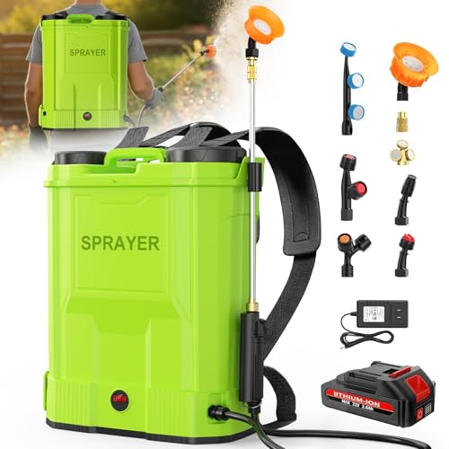 Battery Powered Backpack Sprayer 5.3 Gallon Electric Garden Sprayer - color: Light Green