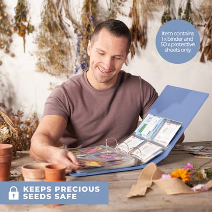 Wildgoose Seed Binder - Garden Seed Packet Organizer, Storage Book, Blue - color: BLUE