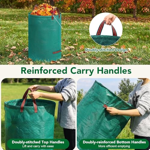 1 Pack Collapsible Yard Waste Bags, 13 Gallon Reusable Small Garden Bags with Handles, Portable Foldable Container for Lawn, Patio & Camping Cleanup