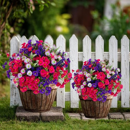 AXYLEX Artificial Morning Glory Outdoor, 16 Bundles Fake Flowers (Multi 3) - color: Multi16pcs - White+red Pink+purple+lavander