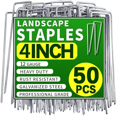 50 Pack Landscape Staples 4 Inch 12 Gauge Garden Stakes - size: 4 Inch