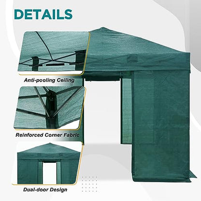 EAGLE PEAK 10x10 Walk in Shade Cloth Cover Greenhouse Instant Pop up Portable Gardening Green House with Mesh Cover, Roll up Doors, Green