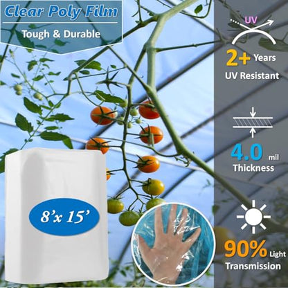 Garden Freeze Protection Kit, One Piece Design Fiberglass Greenhouse Hoops with Anti- Aging Clear PE Film for 2-4ft Wide Raised Beds, Weather Resistant Grow Tunnel for Planting Rows Protection - style: iTunnel - Clear Plastic Film