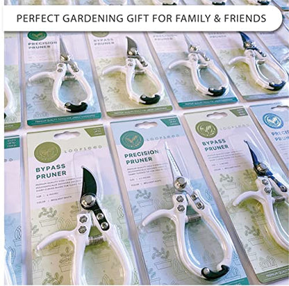 Precision Garden Shears with Vegan Leather Sheath - White/Black