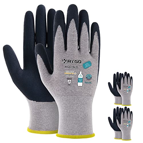 KAYGO Women's Work Gloves, Sandy Latex Grip, Breathable - color: Grey, size: Small