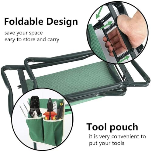 BDL Garden Kneeler Seat with Upgraded Thicken Kneeling Pad and 1 Large Tool Pouch, Foldable Stool 330lb Capacity-Protects Your Knees, Clothes from Dirt & Grass Stains - size: King Kneeler