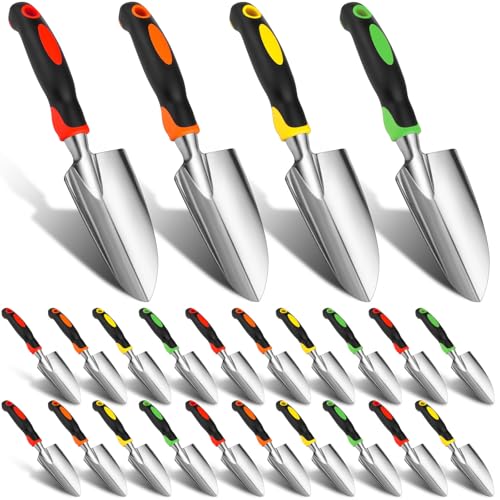 Yaocom 12 Pcs Garden Shovel Aluminum Alloy Heavy Duty Trowel Small Digging Shovels Metal Hand Trowel Spade with Soft Handle for Garden Lawn Yard Planting Tool (Wide Shovel,Yellow,Green,Orange,Red) - color: Yellow, Green, Orange, Red, size: Wide Shovel